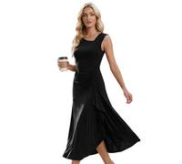 Ever-Pretty Women's Cocktail Dress with Stretch Knit Sleeveless Maxi Asymmetrical Flowy Evening Dress Black 20UK