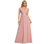 Ever-Pretty Women's Crew Neck Sleeveless A Line Hollow Out Pleated Maxi Fromal Dress Dusty Rose 14