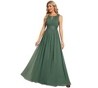 Ever-Pretty Women's Crew Neck Sleeveless A Line Hollow Out Pleated Maxi Fromal Dress Eucalyptus 18