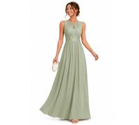 Ever-Pretty Women's Crew Neck Sleeveless A Line Hollow Out Pleated Maxi Fromal Dress Mint Green 20