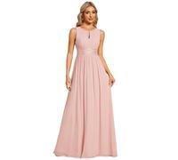 Ever-Pretty Women's Crew Neck Sleeveless A Line Hollow Out Pleated Maxi Fromal Dress Pink 6