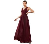 Ever-Pretty Women's Double V Neck Floor Length A Line Empire Waist Long Evening Dresses Burguandy 10UK Burgundy