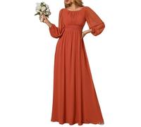 Ever-Pretty Women's Dresses Evening Round Neck A-Line Long Sleeve Bridesmaid Dresses Burnt Orange 14UK