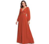 Ever-Pretty Women's Elegant A-Line Deep V-Neck Appliques Pleated Wrap Bridesmaid Dresses Burnt Orange 14UK