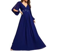 Ever-Pretty Women's Elegant A-Line Deep V-Neck Appliques Pleated Wrap Bridesmaid Dresses Royal Blue 16UK