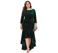 Ever Pretty Women's Elegant Fishtail High-Low Vintage Velvet Evening Party Dresses Plus Size Dark Green 20UK