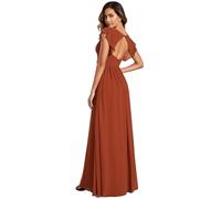 Ever-Pretty Women's Elegant Long Bridesmaid Wedding Guest Dress Chiffon A-Line Ruffles Sleeve Burnt Orange 22UK