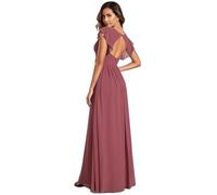 Ever-Pretty Women's Elegant Long Bridesmaid Wedding Guest Dress Chiffon A-Line Ruffles Sleeve Came Brown 18UK