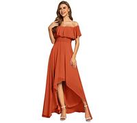 Ever-Pretty Women's Elegant Off The Shoulder High-Low Chiffon Bridesmaid Dress Burnt Orange 18UK