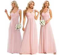Ever-Pretty Womens Elegant One Shoulder Pleated Waist Bridesmaid Dresses Pink 14UK