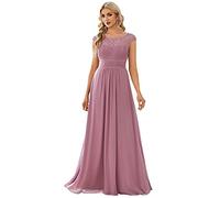 Ever-Pretty Women's Elegant Sleeveless Empire Waist Round Neck Lace Floor Length Bridesmaid Dresse Orchid 30UK