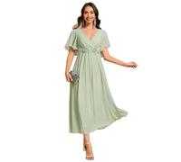 Ever-Pretty Women's Embellished Midi Evening Dress Ladies Short Sleeve line with Short Sleeve for Wedding Guest Dress Mint Green 20UK