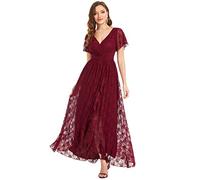 Ever-Pretty Women's Empire Waist High-Low V Neck Ruffle Sleeves A Line Elegant Evening Dresses Burgundy 18UK