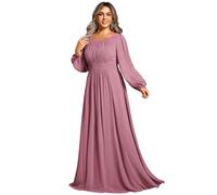 Ever-Pretty Women's Evening Dress Plus Size Floor Length Long Sleeves Orchid 26