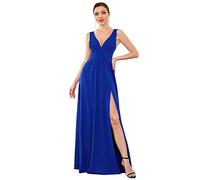 Ever-Pretty Women's High Stretch V Neck Sleeveless Floor Length Split Evening Dress Sapphire Blue 10UK