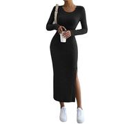 Ever-Pretty Women's Knitted Dress Bodycon Round Neck Long Sleeve Jumper Dress Black L