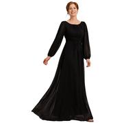 Ever-Pretty Women's Long Sleeve Empire Waist Bright Chiffon Bridesmaid Dresses Long Black 22UK