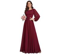 Ever-Pretty Women's Long Sleeve Empire Waist Bright Chiffon Bridesmaid Dresses Long Burgundy 22UK