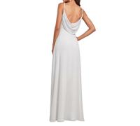 Ever-Pretty Women's Maxi Bridesmaid Dress Spaghetti Straps V-Neck A-Line Chiffon Empire Waist Backless Dress White 18UK