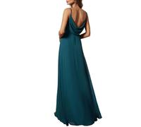 Ever-Pretty Women's Maxi Bridesmaid Dress Spaghetti Straps V-Neck A-Line Chiffon Empire Waist Backless Dress Teal 12UK