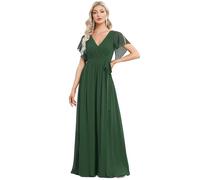 Ever-Pretty Women's Maxi Empire Waist V Neck Short Sleeve Floor Length Chiffon Evening Long Dresses Eucalyptus 22UK