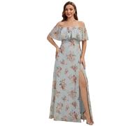Ever-Pretty Women's Maxi Off The Shoulder Prom Bridesmaid Dress with Thigh High Slit Amber Bloom 10