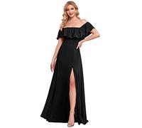 Ever-Pretty Women's Maxi Off The Shoulder Prom Bridesmaid Dress with Thigh High Slit Black 12