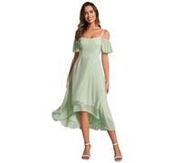 Ever-Pretty Women's Midi Evening Dress Ladies A-Line with Short Sleeve for Prom Wedding Guest Dress Mint Green 20UK