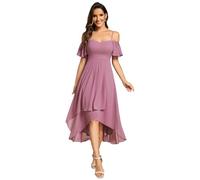 Ever-Pretty Women's Midi Evening Dress Ladies A-Line with Short Sleeve for Prom Wedding Guest Dress Orchid 10UK