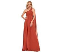 Ever-Pretty Women's One Shoulder A Line Empire Waist Elegant Floor Length Chiffon Evening Dresses 10UK Burnt Orange