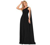 Ever-Pretty Women's One Shoulder A Line Empire Waist Elegant Maxi Chiffon Bridesmaid Dresses Black 18UK
