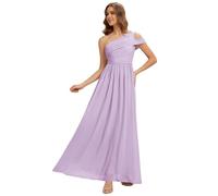 Ever-Pretty Women's One-Shoulder Chiffon Bridesmaid Dress Ruched Bodice Maxi Dress for Wedding Guest Prom Forsted Lilac 12UK