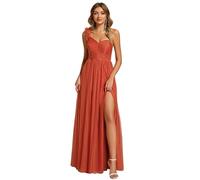 Ever-Pretty Women's One Shoulder Sleeveless Pleated A-Line Floor Length Bridesmaid Dresses Burnt Orange 16UK