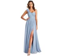 Ever-Pretty Women's One Shoulder Sleeveless Pleated A-Line Floor Length Bridesmaid Dresses Light Dusty Blue 20UK