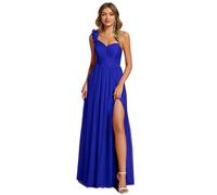 Ever-Pretty Women's One Shoulder Sleeveless Pleated A-Line Floor Length Bridesmaid Dresses Sapphire Blue 8UK
