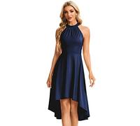 Ever-Pretty Women's Retro Vintage Hi-Low Swing Cocktail Homecoming Formal Wedding Guest Dress Navy Blue Long XXXXL