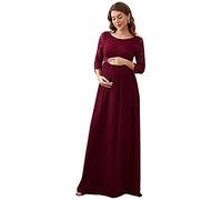 Ever-Pretty Women's Round Neck Empire Waist Lace Elegant Half Sleeves A Line Floor Length Maternity Evening Dresses Burgundy 8UK