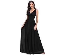 Ever-Pretty Women's Sleeveless v Neck Elegant A Line Floor Length Formal Bridesmaid Dresses, Black., 16