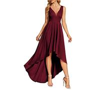 Ever-Pretty Women's Sleeveless V-Neck Empire Waist High-Low Maxi Bridesmaid DressBurgundy 26UK