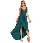Ever-Pretty Women's Sleeveless V-Neck Empire Waist High-Low Maxi Evening Dress Teal 28UK