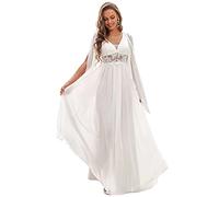 Ever-Pretty Women's Sleeveless V Neck with Appliques Empire Waist A Line Elegant Floor Length Wedding Dresses for Bride White 14UK