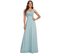 Ever-Pretty Women's Spaghetti Straps Evening Gown V-Neck A-Line Sleeveless Chiffon Backless Maxi Bridesmaid Dresses Sky Blue 10