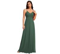 Ever-Pretty Women's Spaghetti Straps V-Neck A-Line Chiffon Empire Waist Backless Maxi Bridesmaid Dress Eucalyptus 14UK