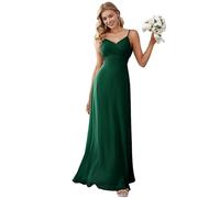 Ever-Pretty Women's Spaghetti Straps V-Neck A-Line Chiffon Empire Waist Backless Maxi Bridesmaid Dress Dark Green 10UK