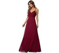 Ever-Pretty Women's Spaghetti Straps V-Neck A-Line Sleeveless Chiffon Empire Waist Backless Maxi Bridesmaid Dresses Burgundy 26UK