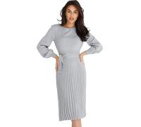 Ever-Pretty Women's Sweater Dress A-Line Round Neck Long Sleeve Knee Length Knitted Jumper Dress Grey L