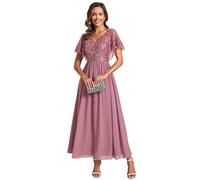 Ever-Pretty Women's V Neck Cap Sleeves Chiffon Floor Length Mother of The Bride Dresses Orchid 16UK