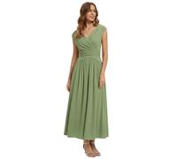 Ever-Pretty Women's V-Neck Maxi Wedding Guest Dress Polka Dot Formal Gown for Casual Evening Sage Green 14UK