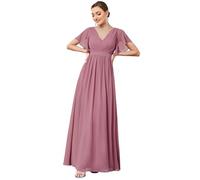 Ever-Pretty Women's V-Neck Ruffles Sleeves Chiffon Mother of The Bride Dresses Orchid 26UK
