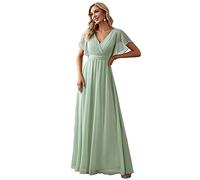 Ever-Pretty Women's V-Neck Short Sleeve Plus Size Wedding Guest Dresses Bridesmaid Mint Green 30UK